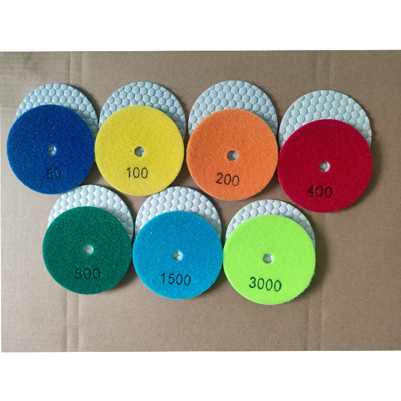 金刚石干磨片大理石花岗岩软磨片石材抛光片跨境白底4寸100mm