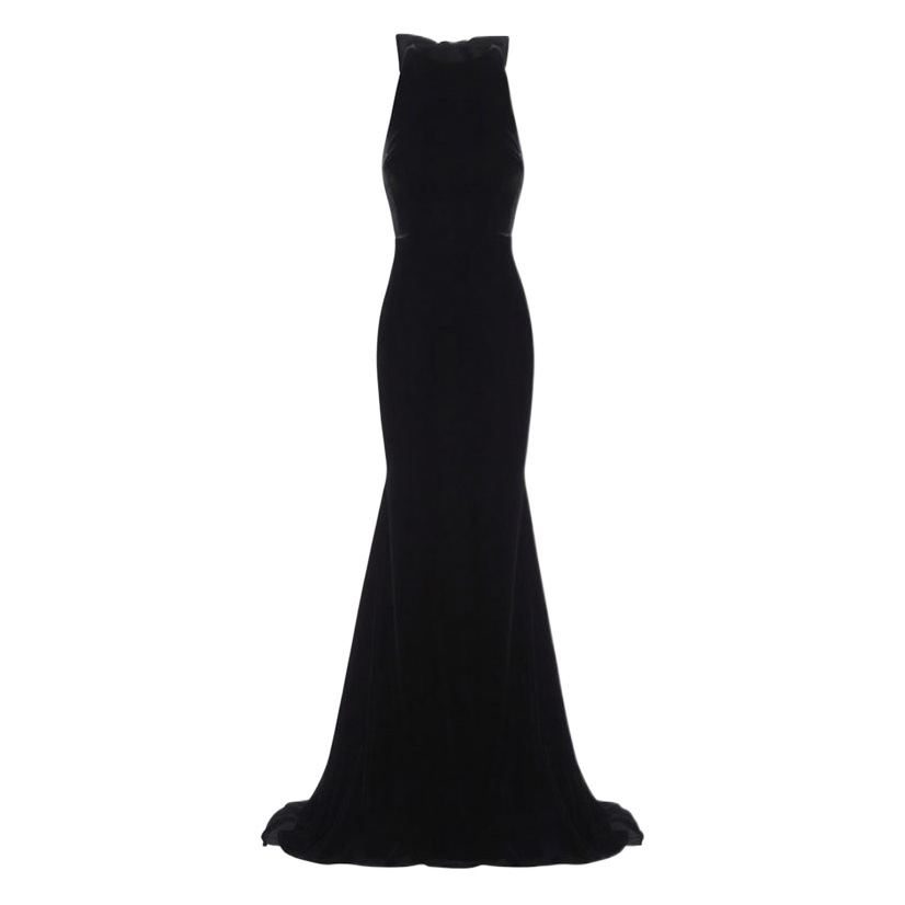 Banquet evening dress female host adult ceremony elegant high-end socialite style halter fishtail velvet bridal toast dress