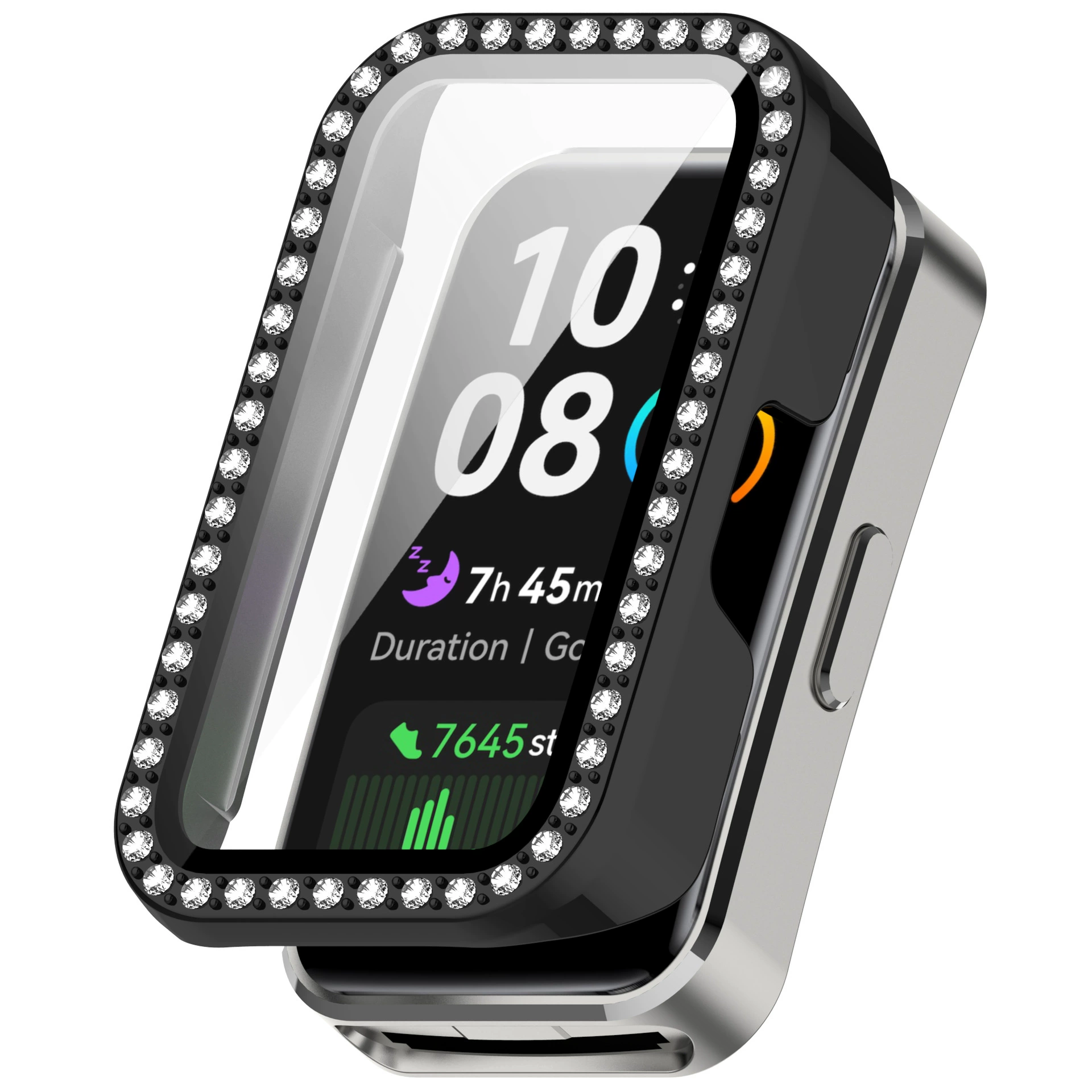 Защита чехол для Huawei Band 10 с бриллиантами, защитная крышка, версия Band9/8NFC, закалённая плёнка встраиваемая с единичной рядовой бриллиантовой защитой
