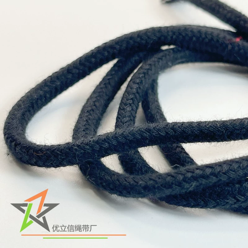 5 мм черный хлопок сердечник веревка хлопок круглая веревка пальто и шляпа талия шнурок сумка ремешок портативный Хлопок Веревка
