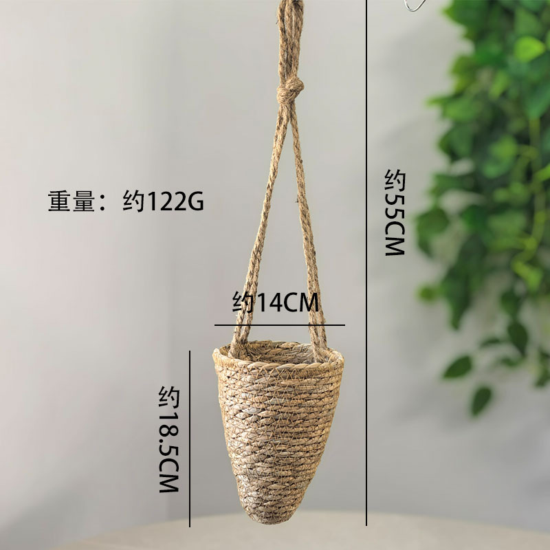 tejido de paja colgando cónico cestas de grasa verde tejido a mano cestas de plantación verde cestas colgantes balcón cestas colgantes decorativas