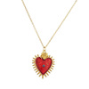 Zirconium heart shaped, pendant, fashionable universal necklace, accessory, European style, micro incrustation