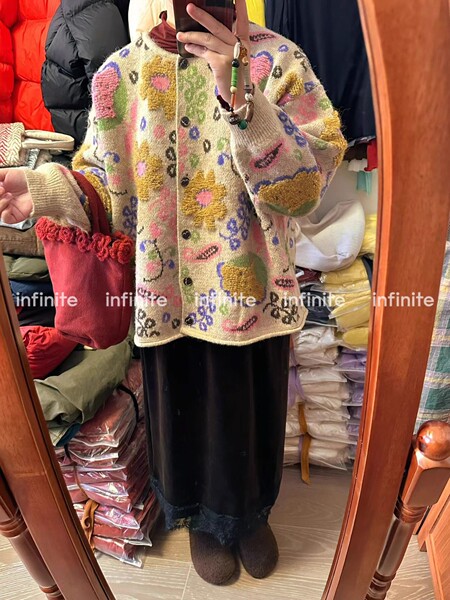 Demi-season Japanese retro apricot cute three dimensional knitted…