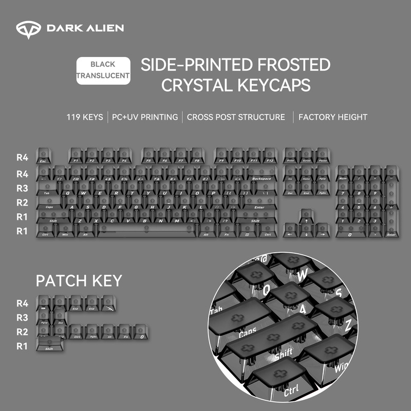 卸売クロスボーダーオリジナル透明 PC キーキャップ UV 印刷フロントつや消し四面高透過率 WOOTING ユニバーサル|undefined