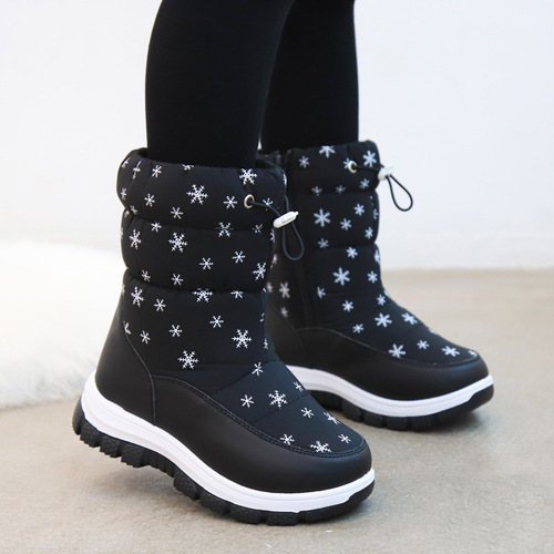  winter new children's snow boots snowflake high-top children's cute fashionable cotton shoes casual soft sole warm boots