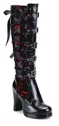2020 Knights Boots Bow Belt Buckle Waterproof Platform Thick Heel High Heel Autumn and Winter Round Head Embroidered Lace Women's Single Boots