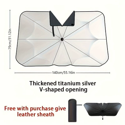 Car Sunshade for Summer Parking, Sun shade - titanium-silver-open-parasol