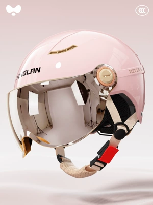 Motosiklet kaskı (dəbilqə) | Certified Four-Season Universal Summer Sun - 3c-peach-pink-electroplated-short-mirror-new-national-standard-class-a-one-size-fits-all