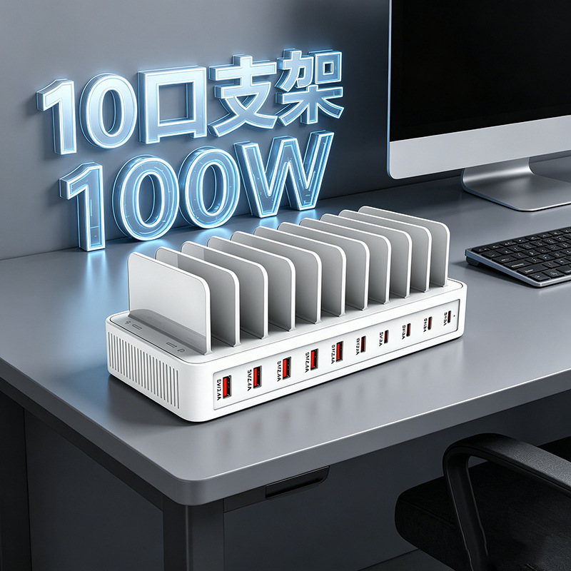 100W multi-port charging stand desktop storage charging station studio mobile phone tablet multi-port charging adapter