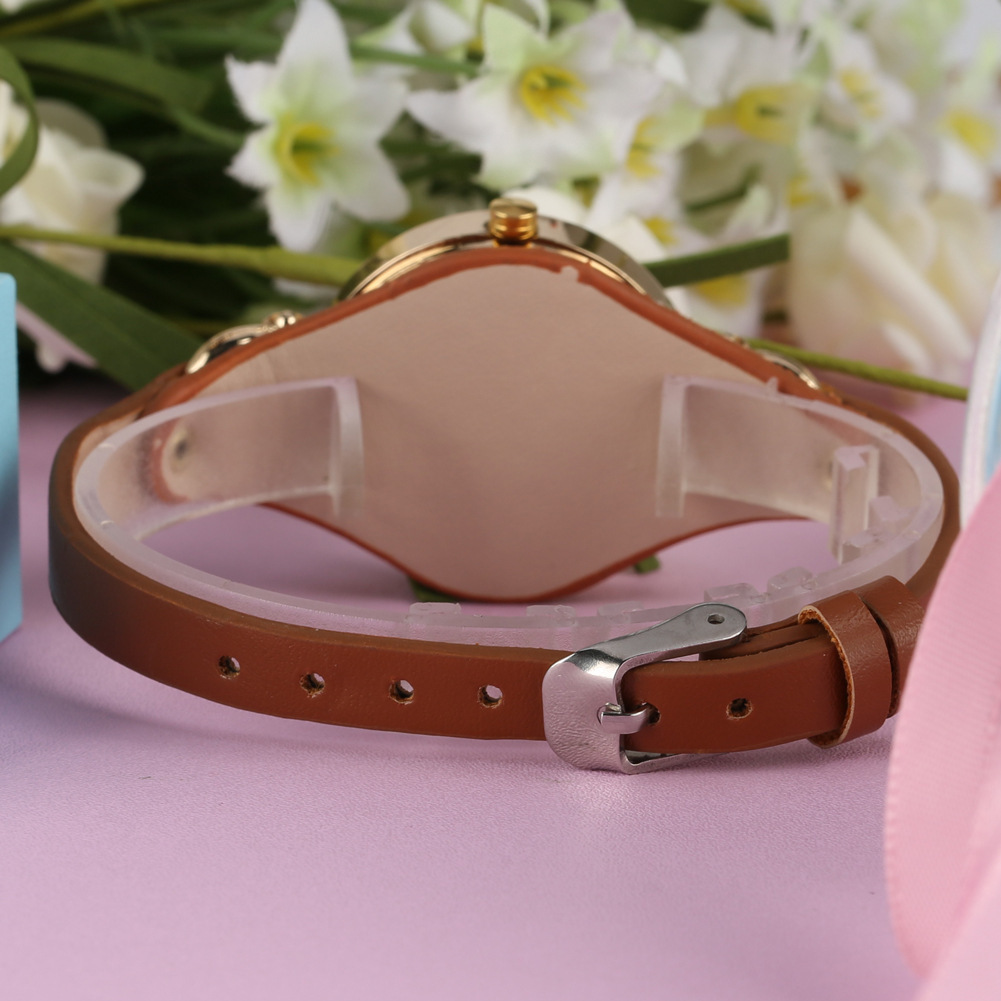 Orologio da donna alla moda, elegante orologio al quarzo in pelle, cinturino sottile, quadrante semplice da donna_voghion.com