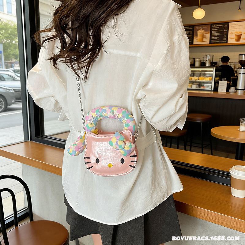 Children's and Girls' Cartoon Cat Crossbody Bag, High-End Mini Handbag for Girls, Cute and Stylish Shoulder Bag for the Back-To-School Season