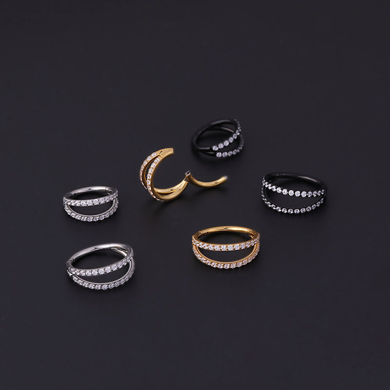 Fashion Geometric Stainless Steel Plating Zircon Nose Ring display picture 4