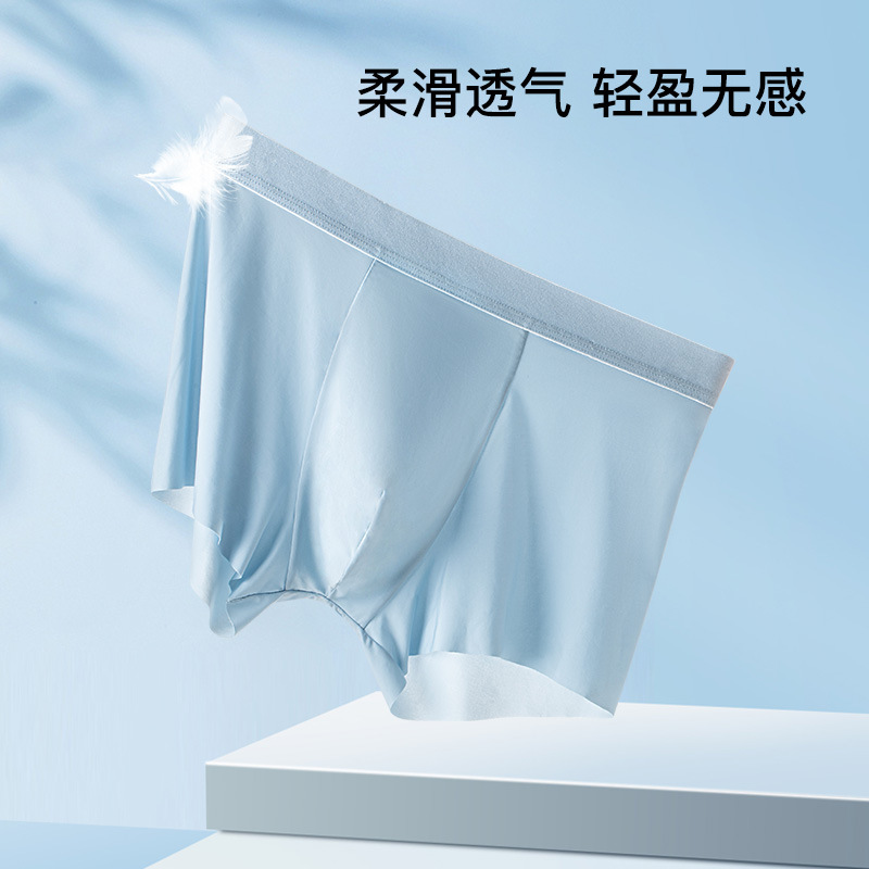 [Personalizada] calzoncillos de seda de hielo para hombres de punto de cintura media de seda de morera de color sólido 10A calzoncillos antibacterianos para hombres