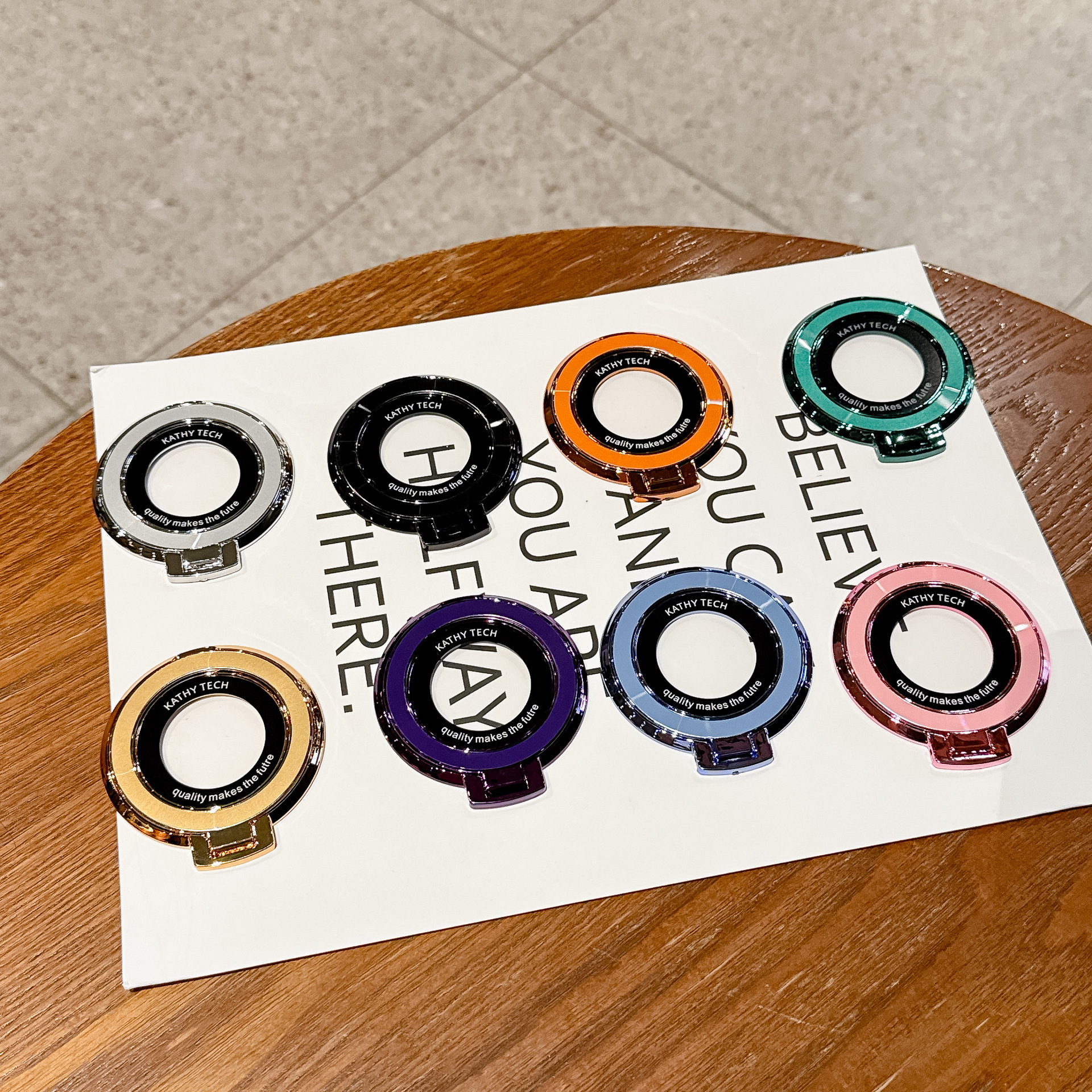 Glitter Ring Stand with Missing Label, Foldable Adhesive Back, Magnetic Wireless Charging Phone Case, Universal Popular Stand with Cd Pattern