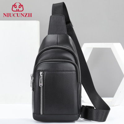 Cross border motion The single shoulder bag chest bag Genuine leather Chest pack Men's Chaopai Bag Inclined shoulder bag ins Motorcycle Bag