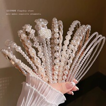 高级感网红珍珠简约发箍女夏季外出百搭超仙头箍仙女甜美发捆批发
