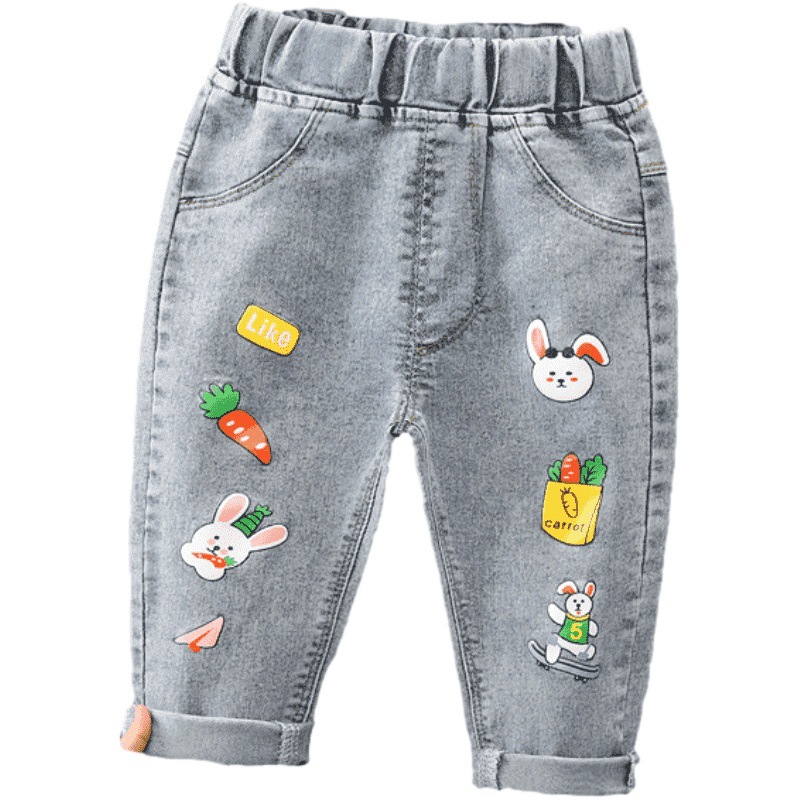 Jeans para niñas, estilo moderno 2026 para niñas de 3 a 4 años, pantalones ajustados elegantes para primavera y otoño, versión coreana, pantalones casuales a la moda.