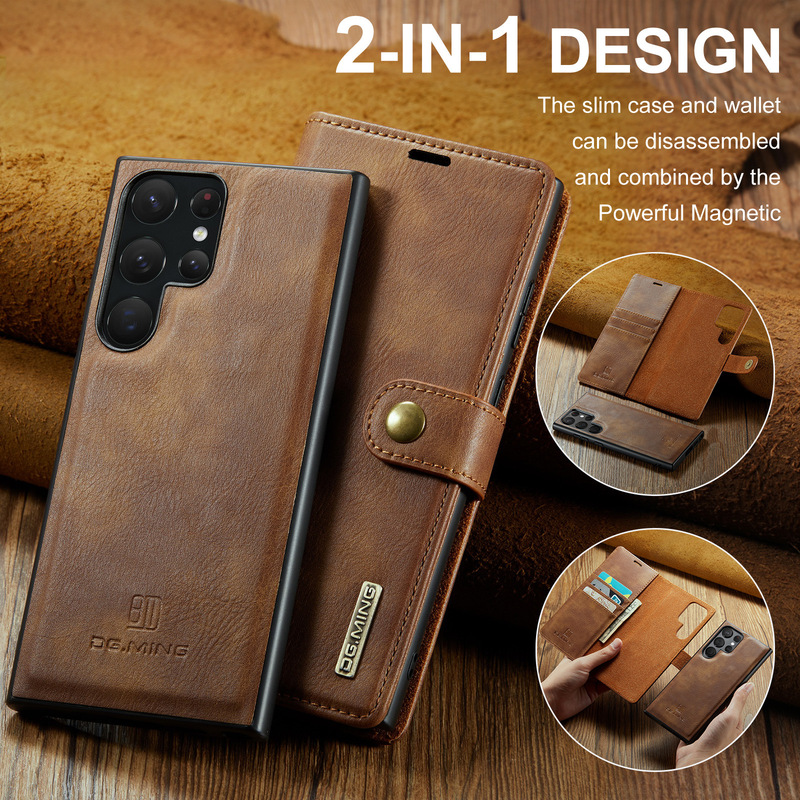 For Samsung S23 Ultra magnet split leather case wallet protective case S23 2-in -1 split phone case