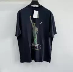 Real Photo High Quality 24SS Paris Statue of Liberty Long Sleeve Short Sleeve Loose Fit Unisex T-Shirt