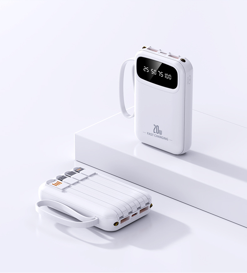 3C sertifikalı yüksek kaliteli tasarımlı mini 4 kablolu dahili 20000mAh taşınabilir şarj cihazı küçük ve pratik kurumsal hediye özelleştirmesi
