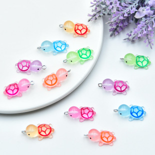 Mini Cartoon Simulation Animal Luminous small size Turtle Pendant DIY Resin Jewelry Accessories Super Q Little Turtle Pendant
