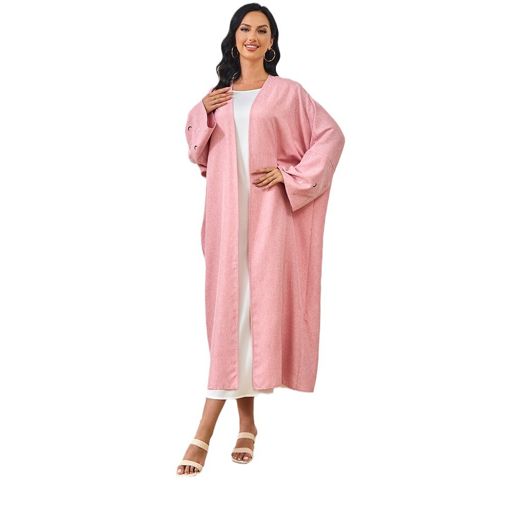 YLL05 Foreign Trade Abaya 2024 Summer Middle Eastern Cross-border Muslim Elegant Cardigan Embroidered Dress Robe For_ecoleips.com