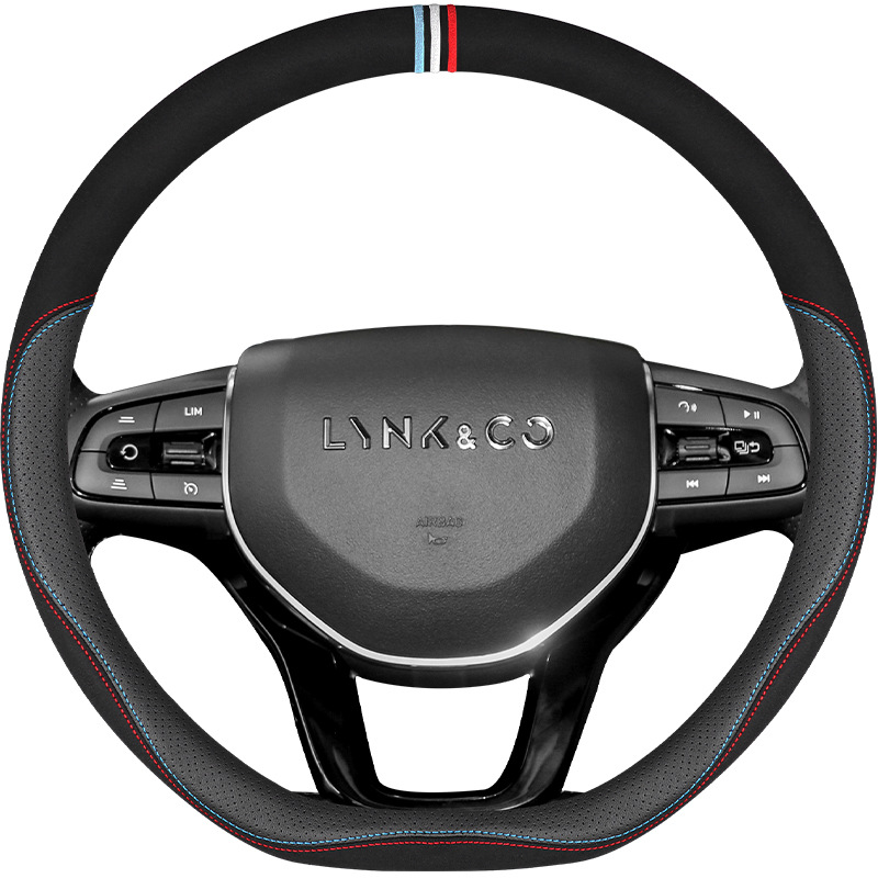 Suitable for Audi steering wheel cover A6L A4L Q5L A3 A5 A7 A8L Q3 Q7 carbon fiber leather handle cover