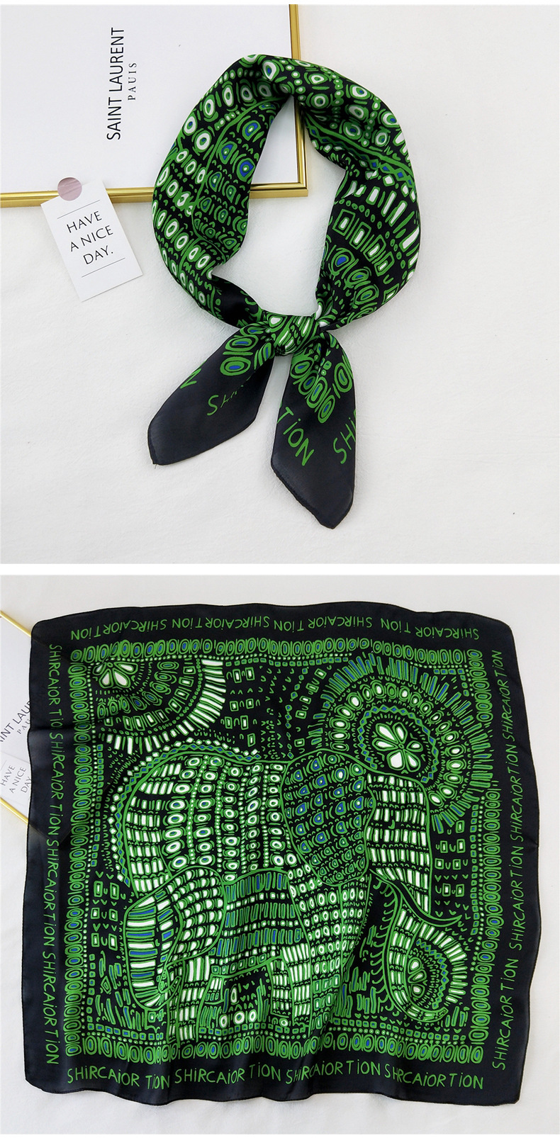 50g Weight Silk Scarf Classification Travel Occasion Silk Material Unisex Gender Printing Design Sweet Style Khaki, Grey, Purple, Red, Green, Blue, Camel, Yellow, Black Color Korean Printing Silk Square Scarf Wholesale 20