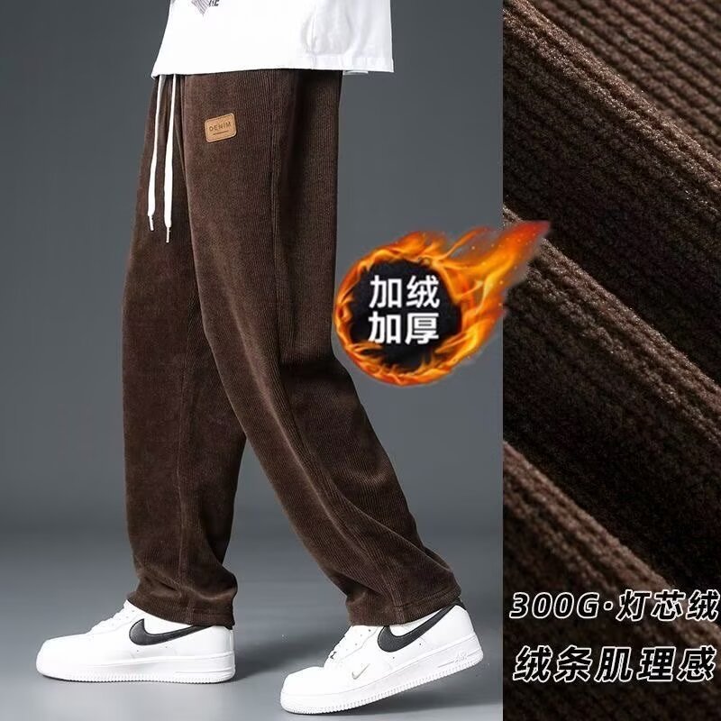 Pantalones casuales de cordillera para hombres otoño y invierno recto colgando pantalones de moda sueltos y pantalones deportivos de cordillera gruesos para hombres