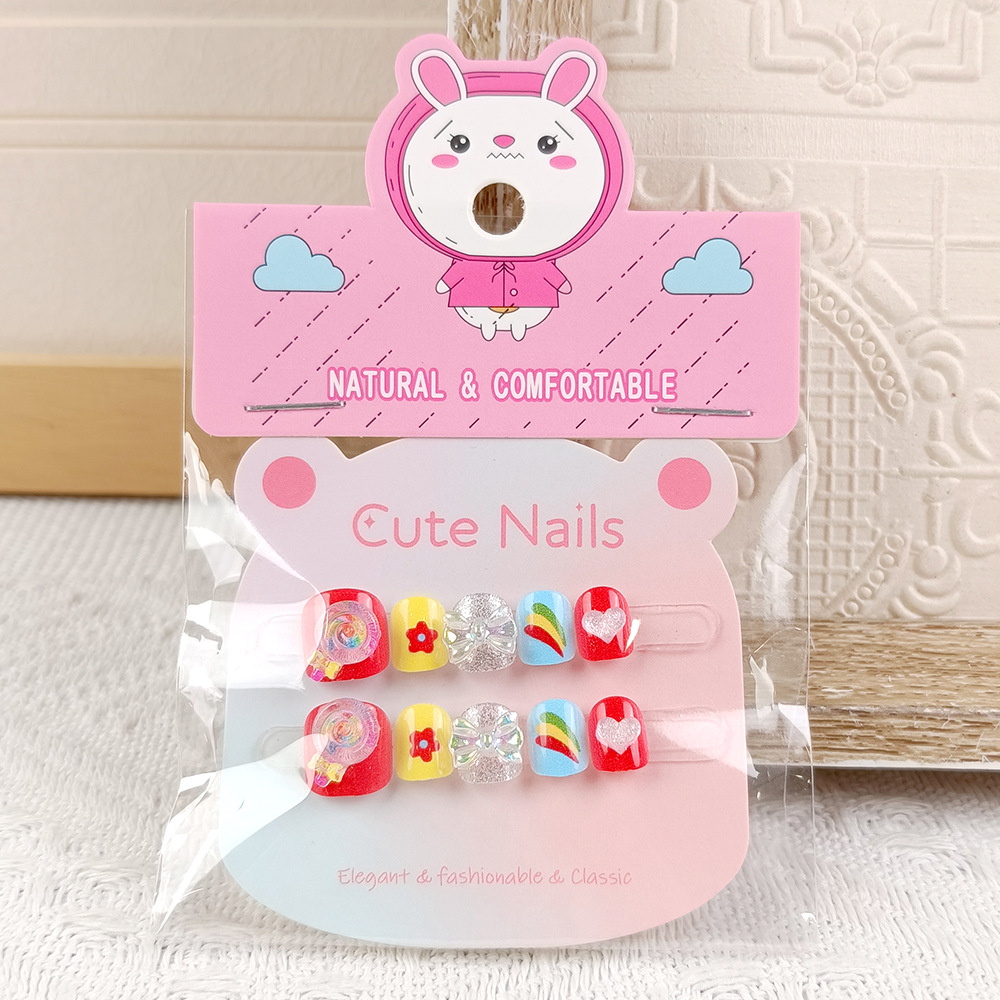 Venta directa de fábrica pegatinas de uñas para niñas dibujos animados para niños tabletas de uñas para niñas 10 parches de uñas lindas