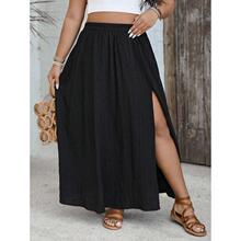 D 91164 High Waist Elastic Slit Maxi Skirt ��������ȼ�ȹ