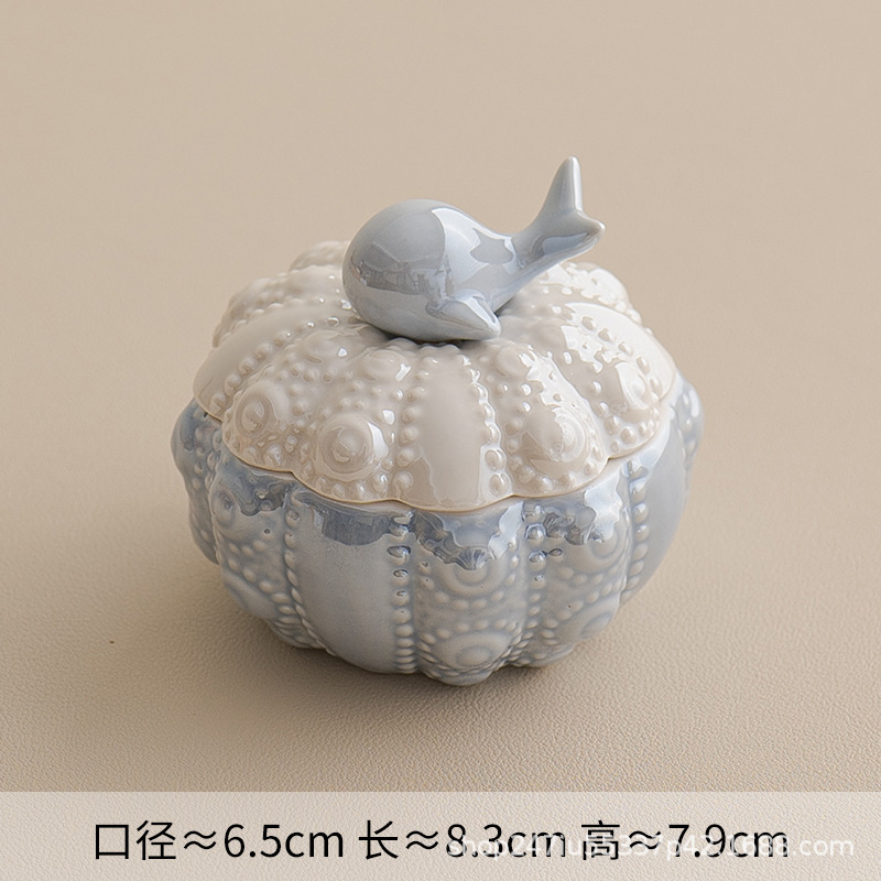 陶磁器の青いクジラのアクセサリーの箱の貯蔵箱のアクセサリーの指輪のネックレスの箱の収納箱のデスクトップの置物の贈り物|undefined