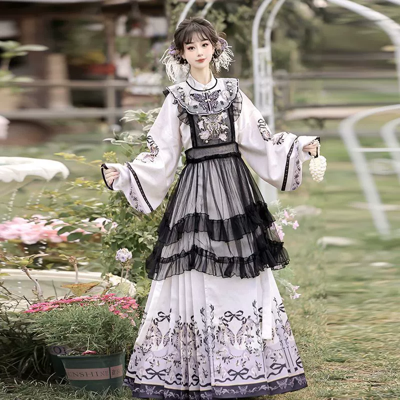 Эклектическая юбка-накидка Han-Yang в стиле Лолиты, воротник-стойка в стиле Мин, рукава пипа, юбка с лошадиной мордой, весенне-осенний стиль.