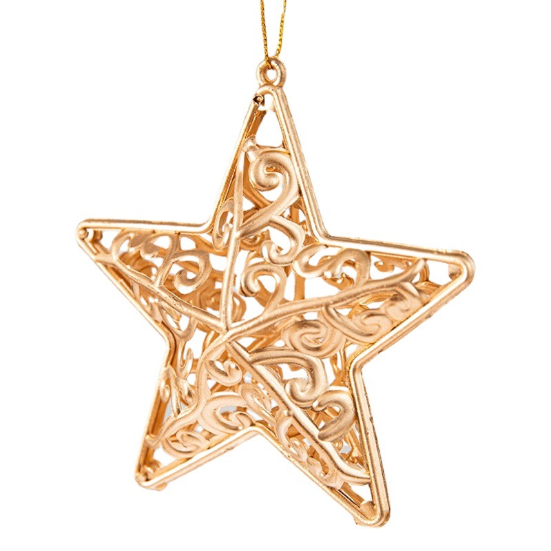 Hong Kong colgar árbol de Navidad oro hueco pentagrama colgante creativo BOLA DE Navidad decoraciones de Navidad perfilado adornos colgantes