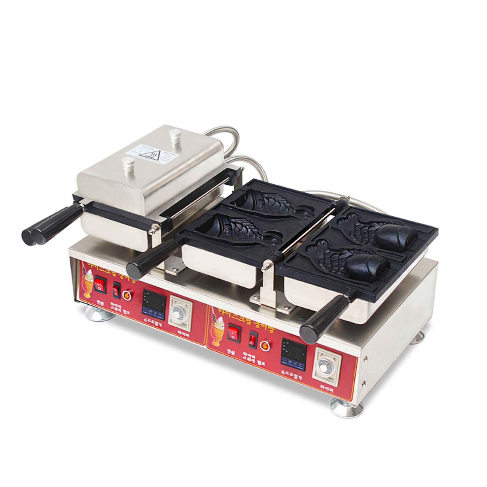 现款数显日式圣代冰淇淋翘尾四条鱼开口鲷鱼烧机，数显四条鲷鱼烧