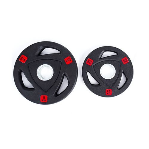 Manufacturer wholesale weightlifting three-hole flying bell plate commercial gym barbell film coated cast iron barbell film