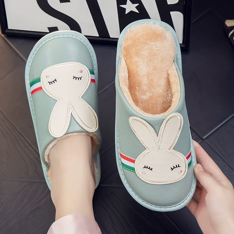 Нескользящие кожаные зимние теплые хлопковые тапочки из воловьей кожи с героями мультфильмов для мальчиков, девочек и детей