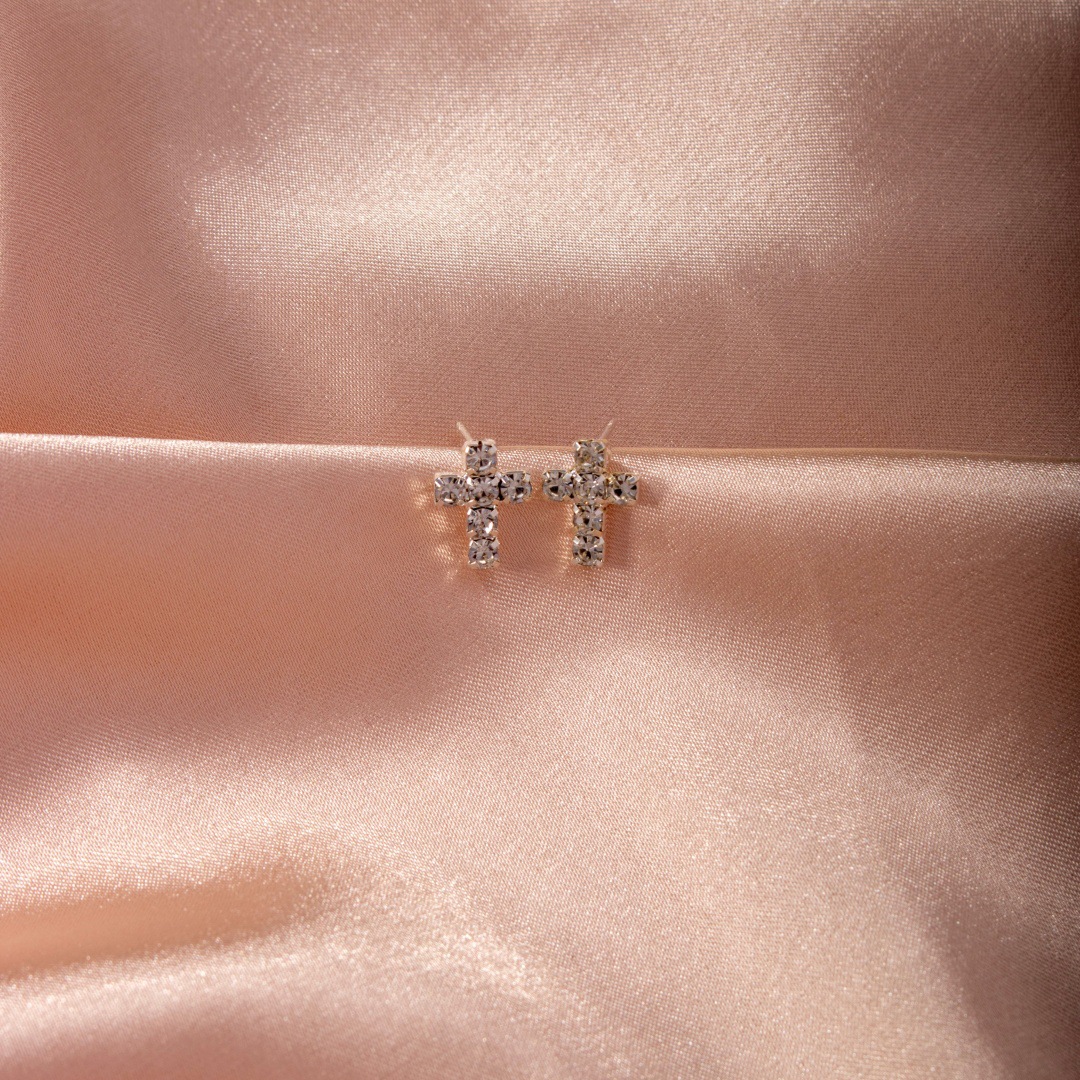 Pendientes de botón con perlas y circonitas para mujer_voghion.com