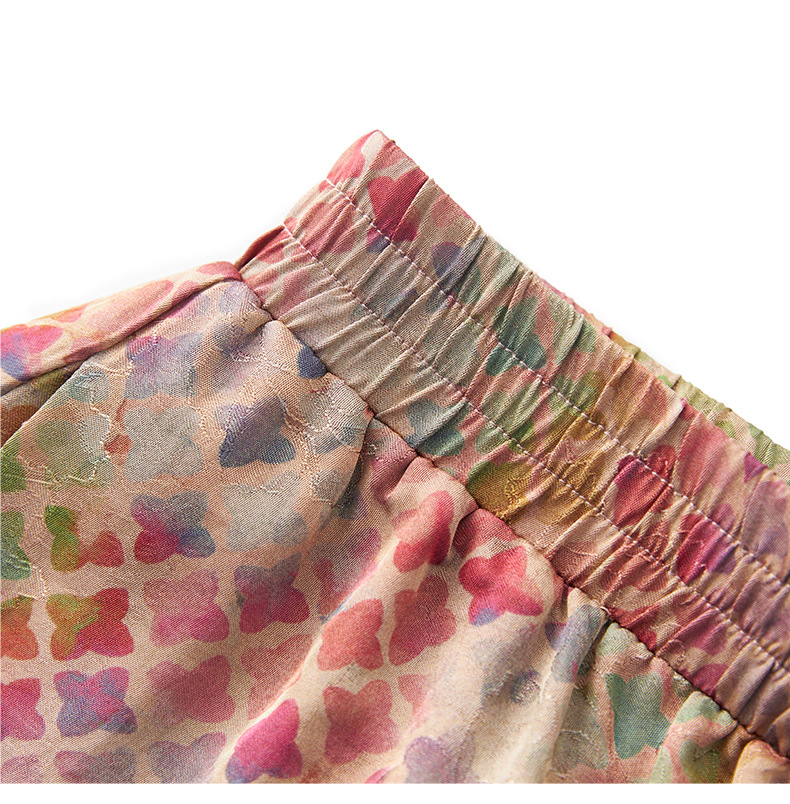 Bộ áo vest jacquard họa tiết cỏ bốn lá kết hợp quần short cạp thun nữ mùa hè — Cỏ bốn lá chi tiết 14