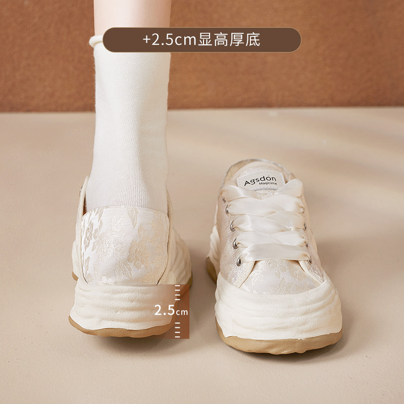 Augu Shi Deng nuevos zapatos de lona chinos para mujeres 2026 nuevos zapatos de plancha de primavera y verano casuales de un pie zapatos blancos pequeños image 2