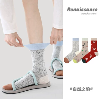 Renaissance原创春夏季简约ins少女中筒袜百搭薄款透气网眼袜子女