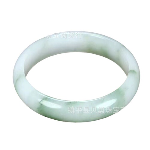 Snow Jade Natural Xinjiang Tianshan Jade Ice Jade Real Gold Thread Jade Round Bracelet, Fortune-Bearing Flat Bar, Versatile Non-Jade Bracelet