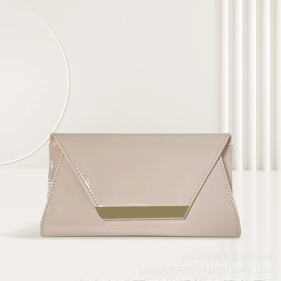 Cross-border EU/US PU Patent Leather Clutch Bag for Women, Evening Bag with Chain Strap for Weddings and Bridal Events - Thumbnail 7