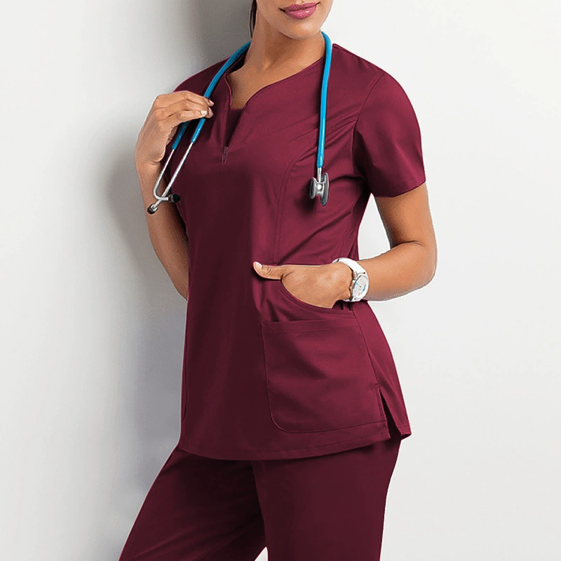 Nurse uniform, elastic quick dry doctor uniform, split set, custom-made, with short sleeve