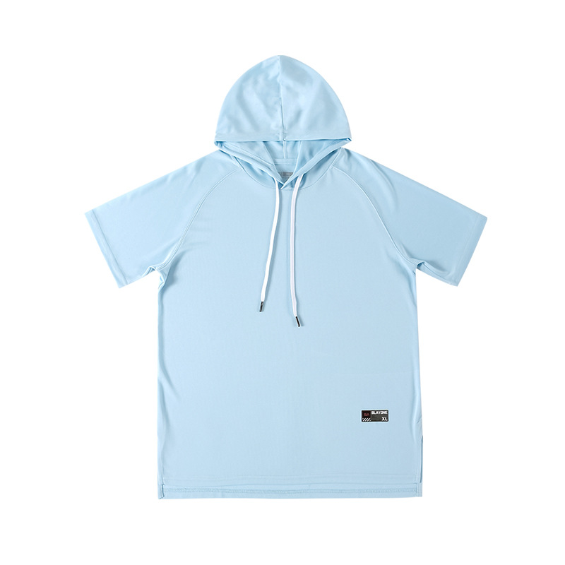 Camiseta con capucha de los hombres de manga corta color sólido Deportes de verano moda Ins con capucha hip hop media manga camiseta de moda Marca Ropa de hombre