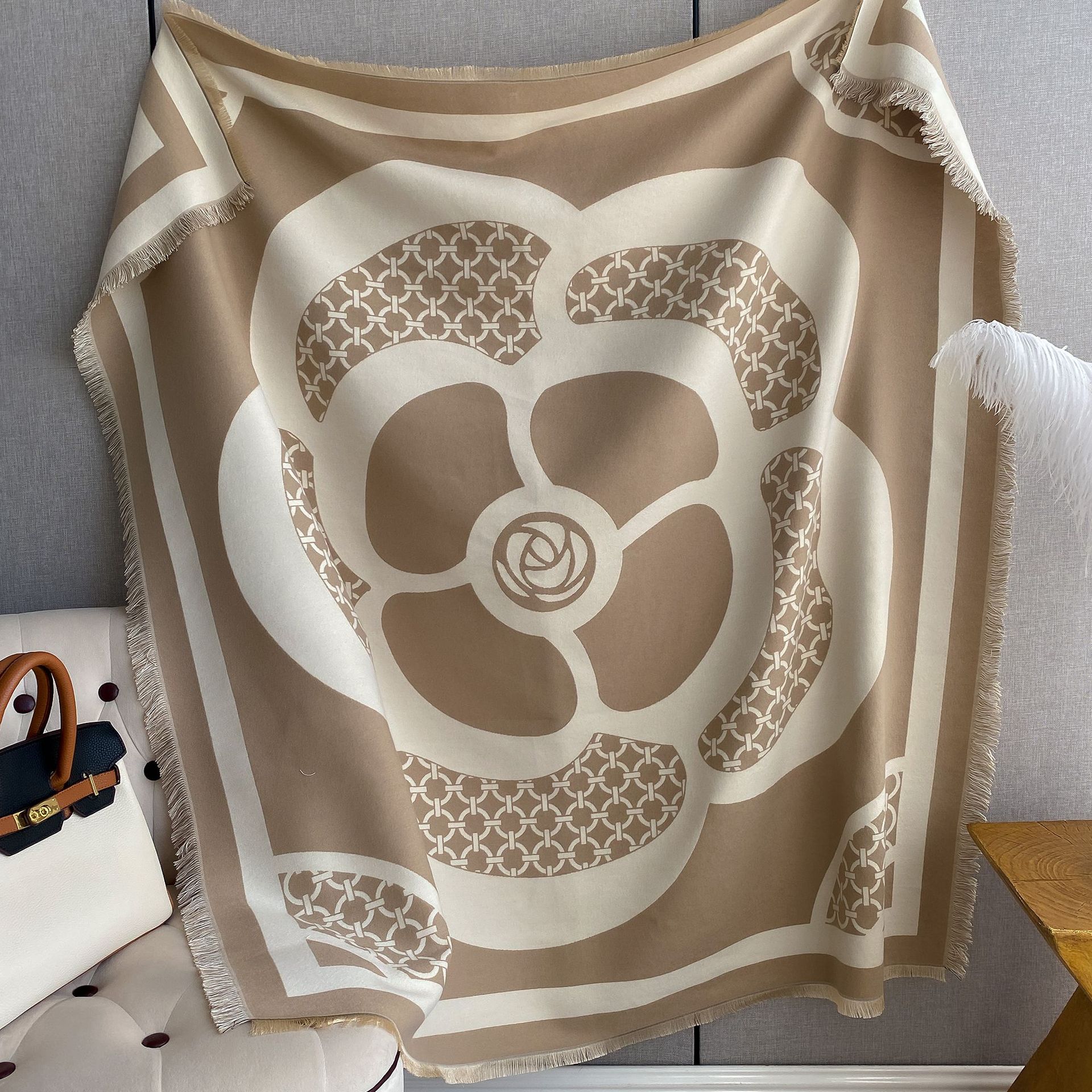 Otoño e invierno nueva capa de viaje de moda todo fósforo de la camelia imitación de cachemira toalla cuadrada con aire acondicionado mantón cálido