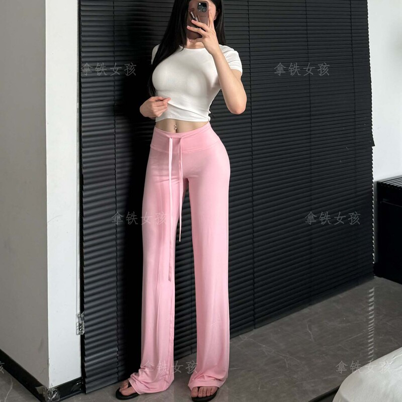 拿铁女孩瑜伽裤女夏薄款垂感慵懒松弛感显瘦运动裤健身训练阔腿裤|undefined