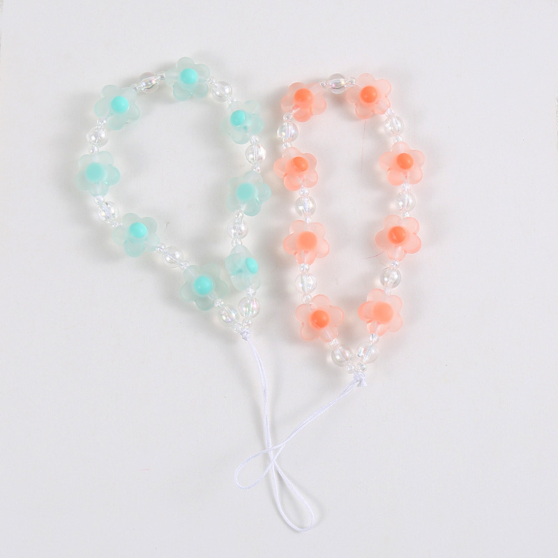 Flor cordón DIY teléfono móvil Shell cadena hecha a mano con cuentas fresca pequeña flor colgante cadena joyería decorativa cadena colgante