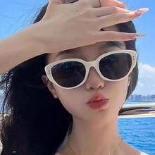 达人同款墨镜男女高级板材高清尼龙片眼镜白色猫眼防晒太阳镜送盒