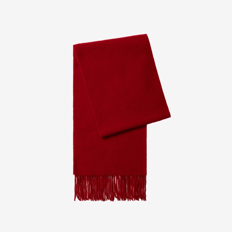 100% bufandas de lana roja simple coreano otoño invierno atmósfera sensación de cuello sensación de alto nivel de regalo de reunión anual de chal universal